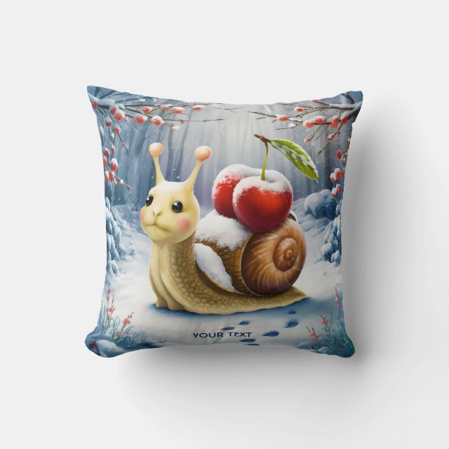 Fantasy Cute Snigel Cherry Winter Kudde (Framsida)