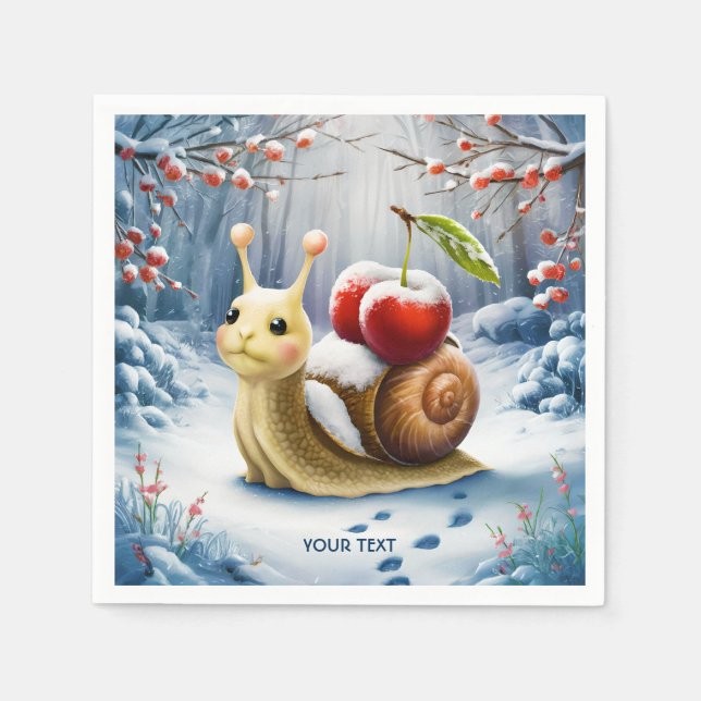 Fantasy Cute Snigel Cherry Winter Pappersservett (Framsidan)