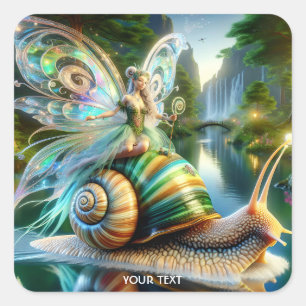 Fantasy Cute Snigel Girl Fyrkantigt Klistermärke