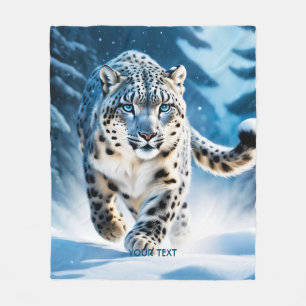 Fantasy Cute Snö Leopard Running Fleecefilt