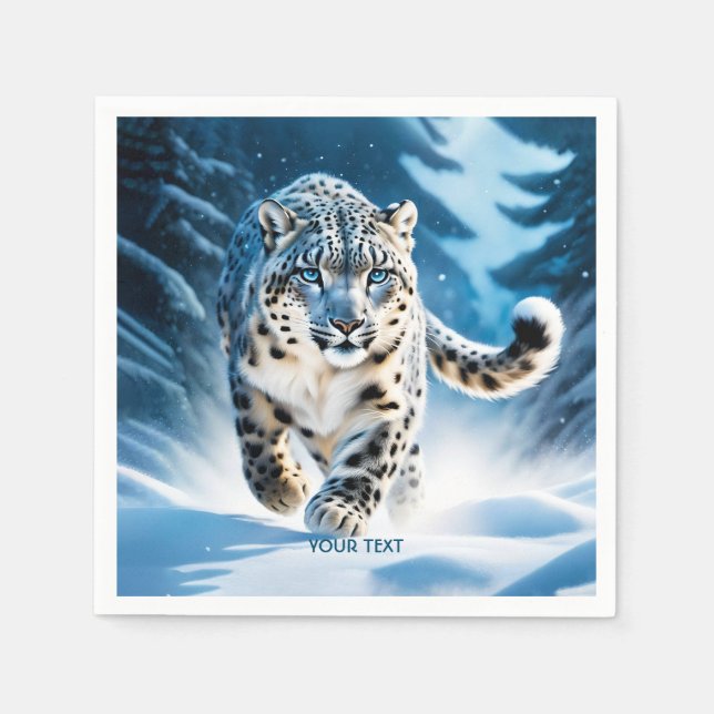 Fantasy Cute Snö Leopard Running Pappersservett (Framsidan)
