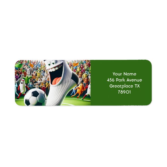 Fantasy Cute Soccer Ball Sock Returadress Etikett (Framsidan)