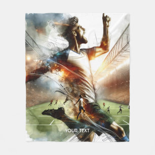 Fantasy Cute Soccer Player Stadium Fleecefilt
