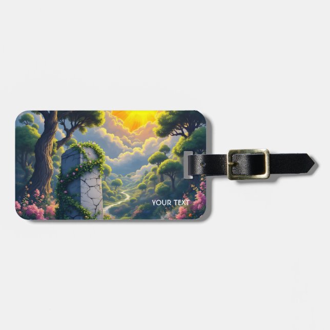 Fantasy Cute Sol Clouds Forest Bagagebricka (Horisontell Framsida)