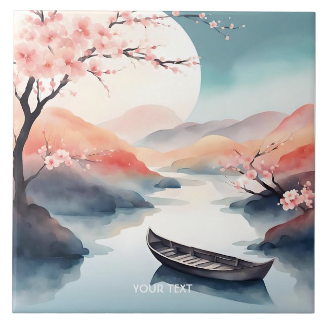 Fantasy Cute Sol Sakura Boat Kakelplatta (Framsidan)