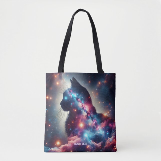 Fantasy Cute Space Cat Stars Tygkasse (Framsida)