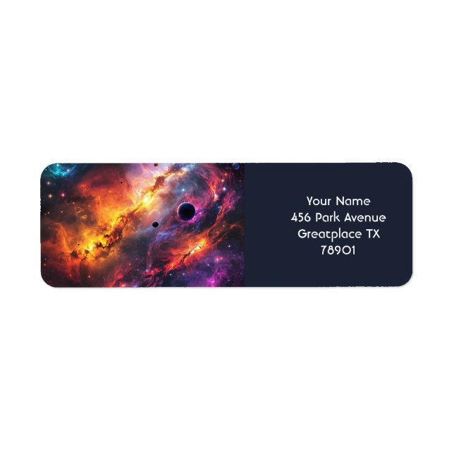 Fantasy Cute Space Scenes Collage Returadress Etikett (Framsidan)