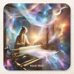 Fantasy Cute Space Weaking Girl Underlägg Papper Kvadrat