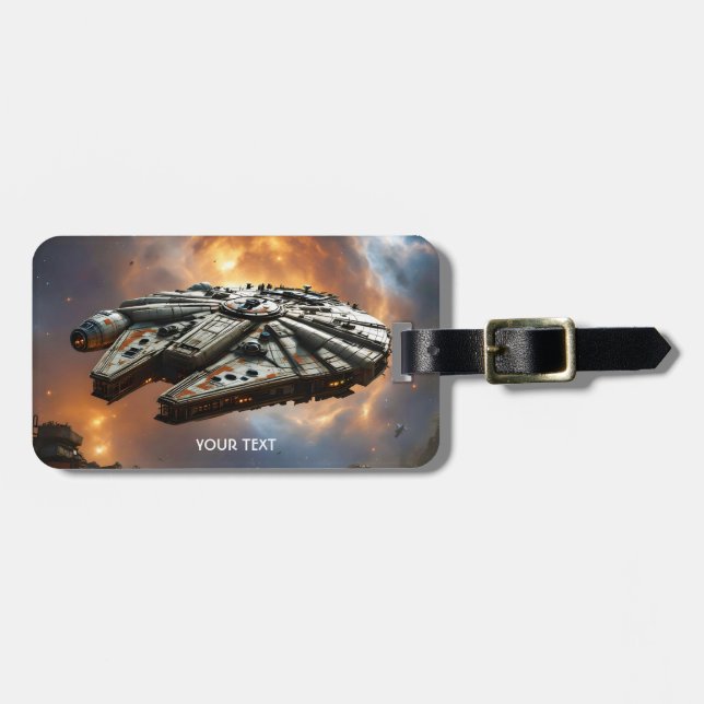 Fantasy Cute Spaceship Space Planet Bagagebricka (Horisontell Framsida)