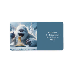 Fantasy Cute Spaghetti Yeti Snö Adressetikett