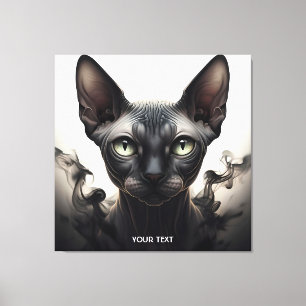 Fantasy Cute Sphynx Black Cat Canvastryck