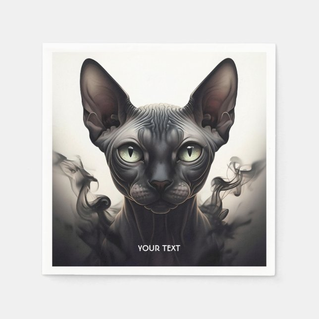 Fantasy Cute Sphynx Black Cat Pappersservett (Framsidan)