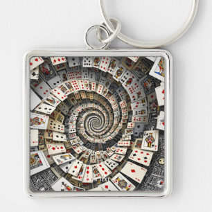 Fantasy Cute Spiral Cards Staircase Fyrkantig Silverfärgad Nyckelring