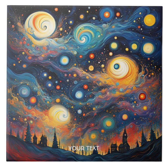Fantasy Cute Spiral Planet Stars Kakelplatta (Framsidan)