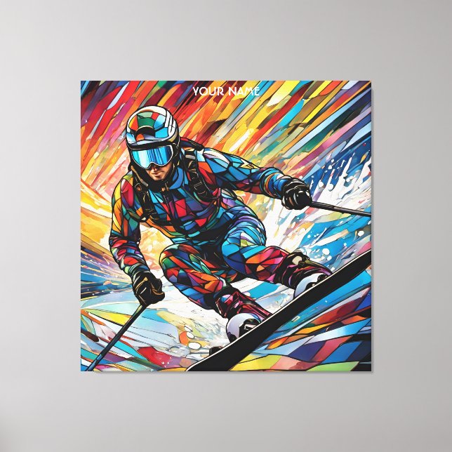 Fantasy Cute Stached Glass Alpine Ski Canvastryck (Framsida)
