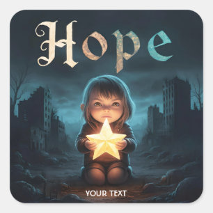 Fantasy Cute Star Girl Hope Fyrkantigt Klistermärke
