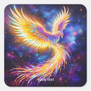 Fantasy Cute Starlight Phoenix Space Fyrkantigt Klistermärke