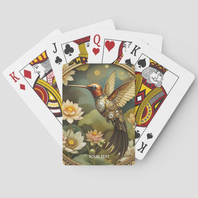 Fantasy Cute Steampunk Bird Clock Casinokort (Baksidan)