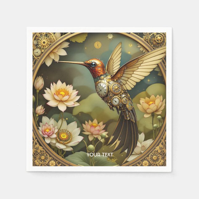 Fantasy Cute Steampunk Bird Clock Pappersservett (Framsidan)