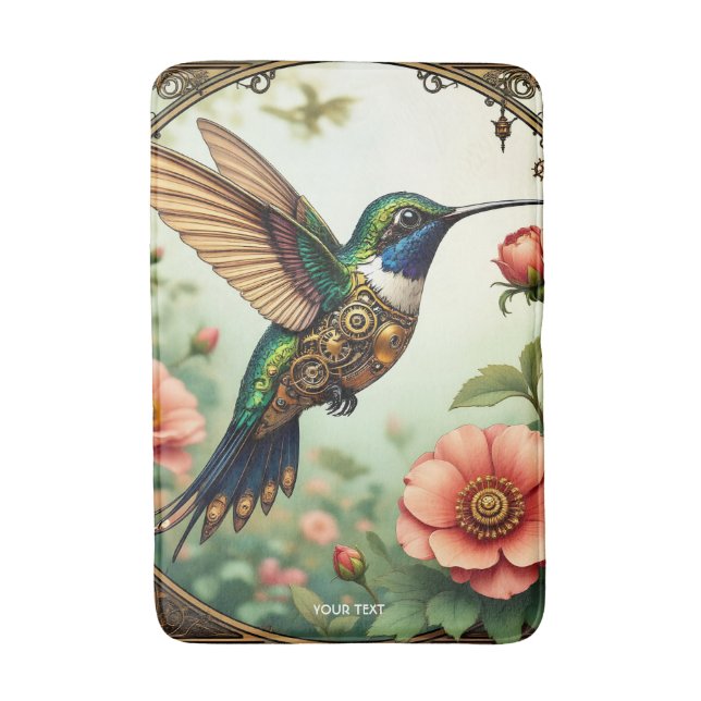 Fantasy Cute Steampunk Bird Flowers Badrumsmatta (Framsidan (Vertikal))