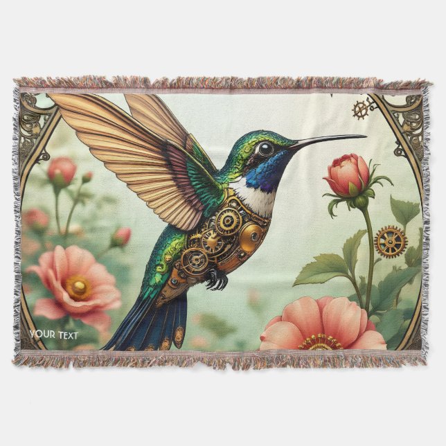 Fantasy Cute Steampunk Bird Flowers Filt (Framsidan)