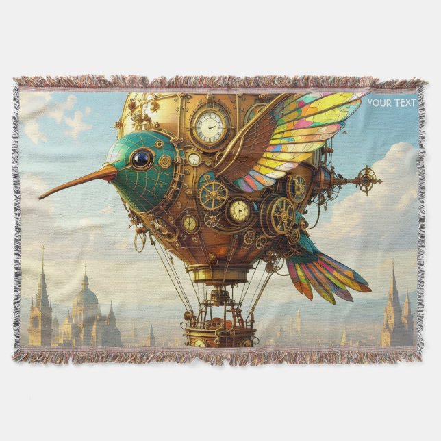 Fantasy Cute Steampunk Bird Himmel Filt (Framsidan)