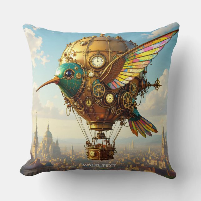 Fantasy Cute Steampunk Bird Himmel Kudde (Framsida)