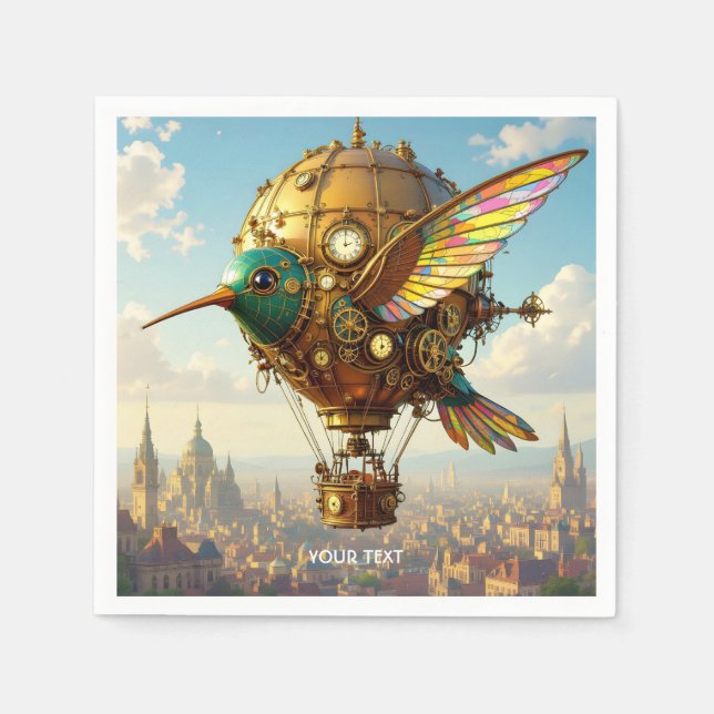 Fantasy Cute Steampunk Bird Himmel Pappersservett (Framsidan)