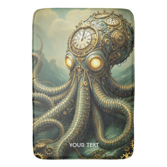 Fantasy Cute Steampunk Clock Kraken Badrumsmatta (Framsidan (Vertikal))