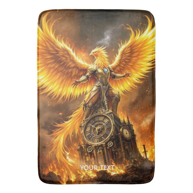 Fantasy Cute Steampunk Flames Phoenix Badrumsmatta (Framsidan (Vertikal))