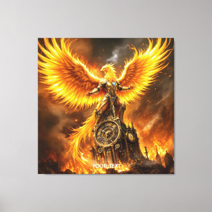 Fantasy Cute Steampunk Flames Phoenix Canvastryck