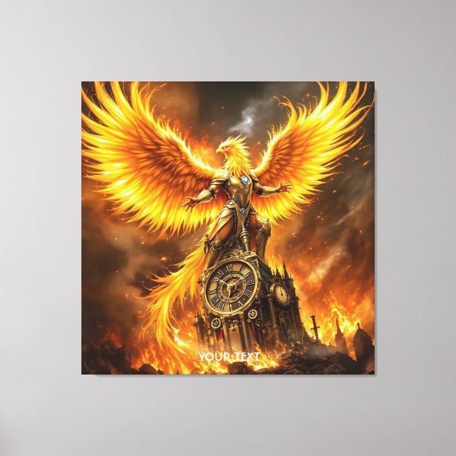 Fantasy Cute Steampunk Flames Phoenix Canvastryck (Framsida)