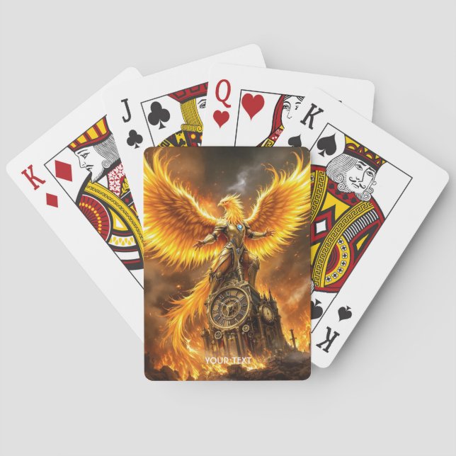 Fantasy Cute Steampunk Flames Phoenix Casinokort (Baksidan)