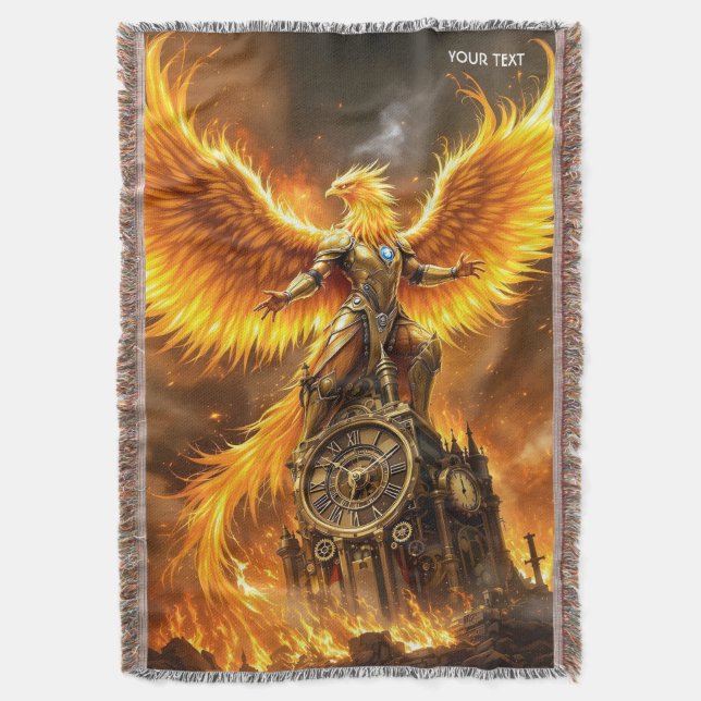 Fantasy Cute Steampunk Flames Phoenix Filt (Framsidan Vertikal)