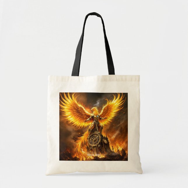 Fantasy Cute Steampunk Flames Phoenix Tygkasse (Framsidan)