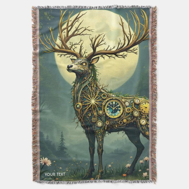 Fantasy Cute Steampunk Hjort Forest Filt (Framsidan Vertikal)