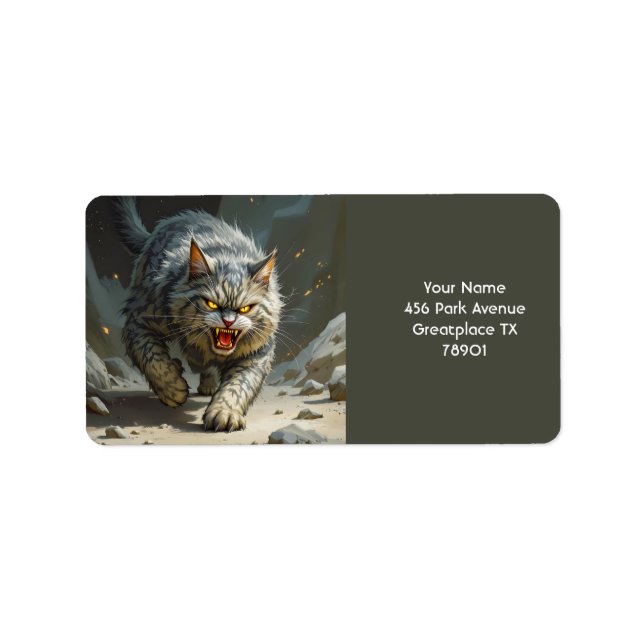 Fantasy Cute Sten Arg Cat Adressetikett (Framsidan)