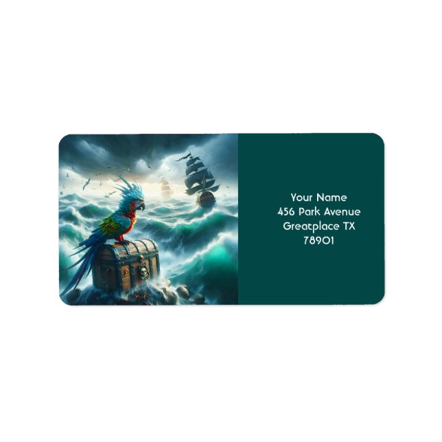 Fantasy Cute Storm Sea Pirater Adressetikett (Framsidan)