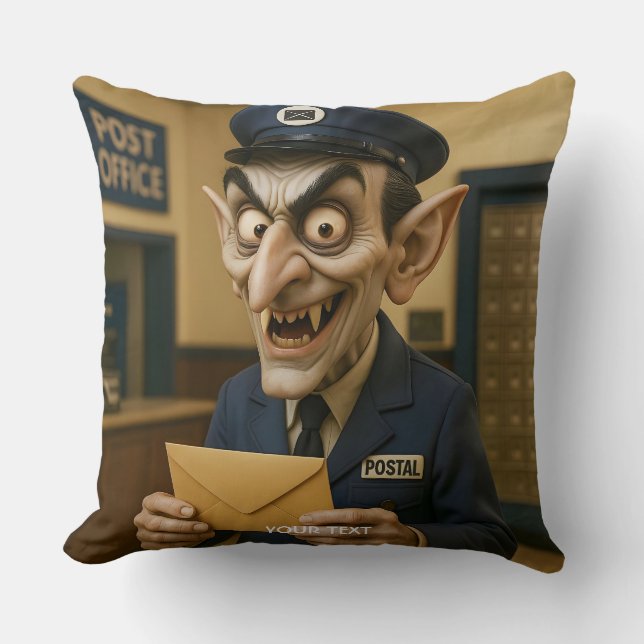 Fantasy Cute Strange Postal Worker Kudde (Framsida)