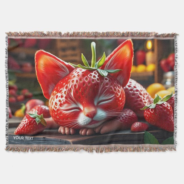 Fantasy Cute Strawberry Loely Kitten Filt (Framsidan)