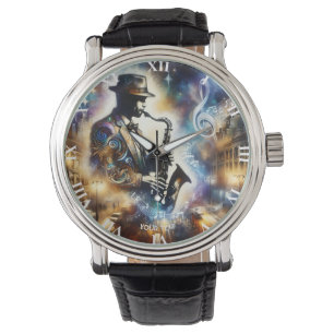 Fantasy Cute Street Musician Saxophone Armbandsur
