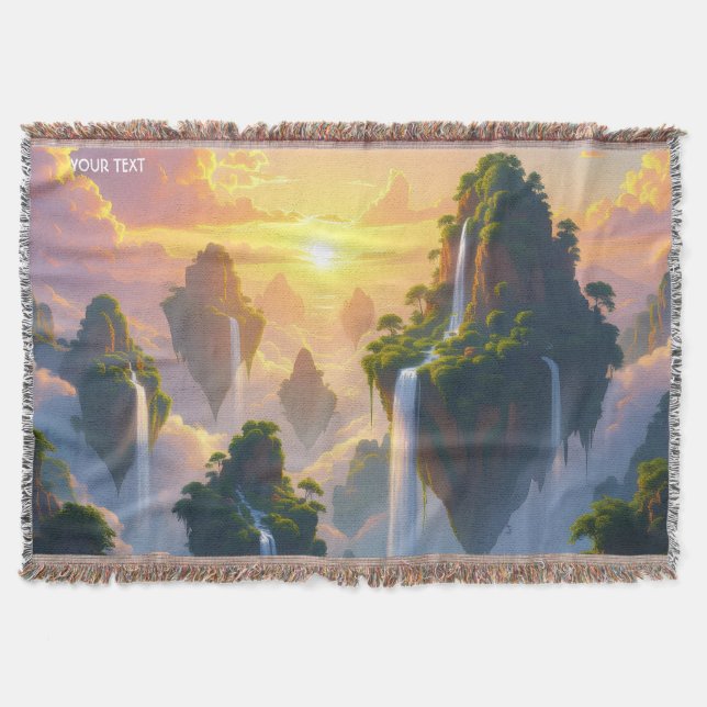 Fantasy Cute Sunset Islands Waterfalls Filt (Framsidan)