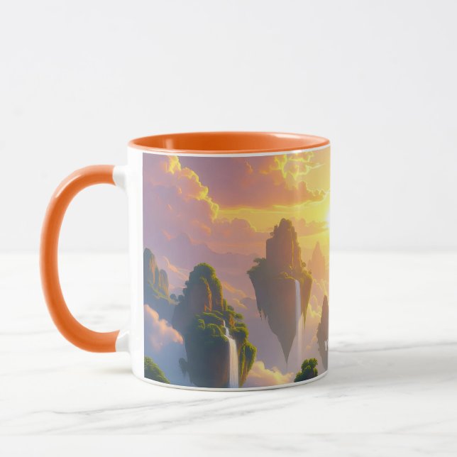 Fantasy Cute Sunset Islands Waterfalls Mugg (Vänster)