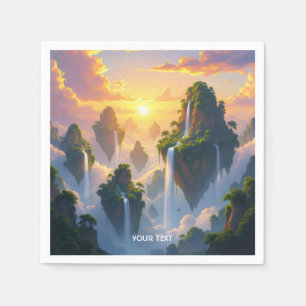 Fantasy Cute Sunset Islands Waterfalls Pappersservett