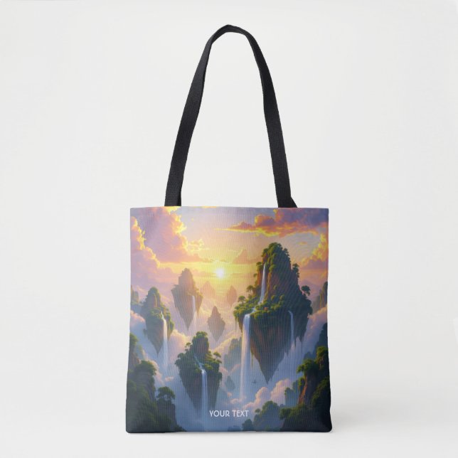 Fantasy Cute Sunset Islands Waterfalls Tygkasse (Framsida)