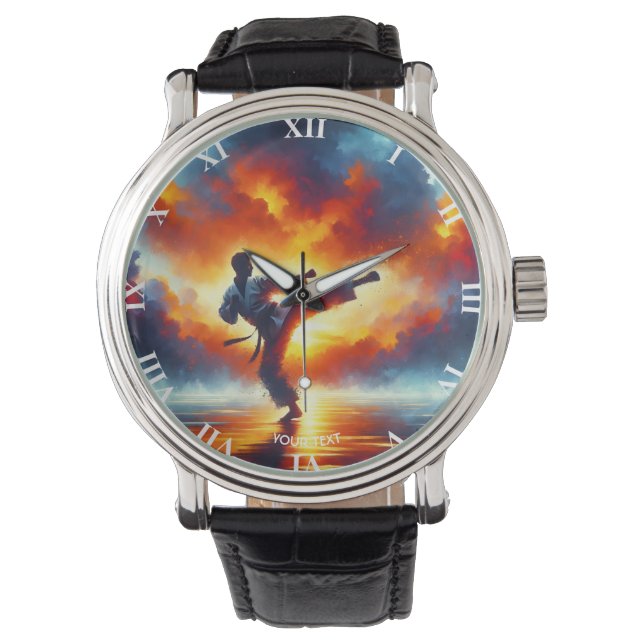 Fantasy Cute Sunset Karate Fighter Armbandsur (Framsida)