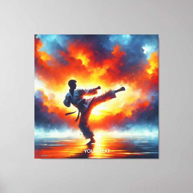 Fantasy Cute Sunset Karate Fighter Canvastryck (Framsida)