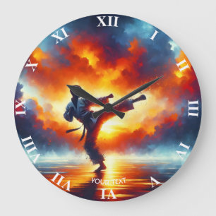 Fantasy Cute Sunset Karate Fighter Stor Klocka