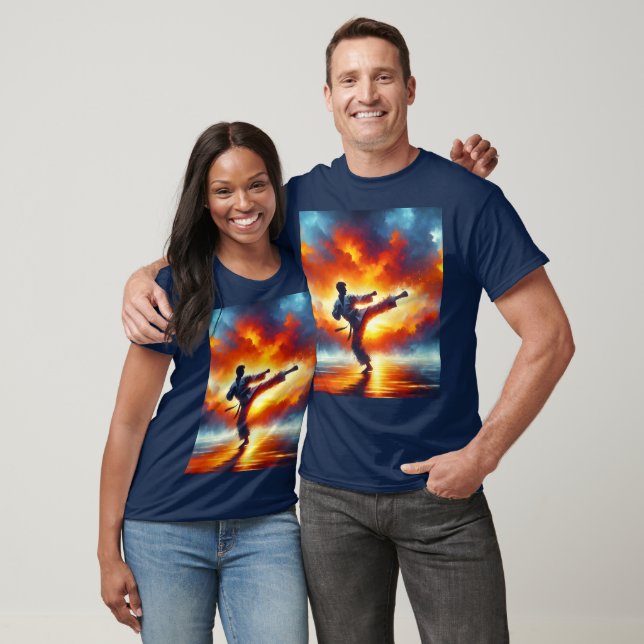 Fantasy Cute Sunset Karate Fighter T Shirt (Unisex)