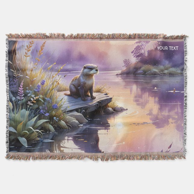 Fantasy Cute Sunset Lila Sjö Filt (Framsidan)